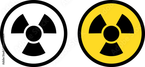 Radiation warning symbols in black and yellow