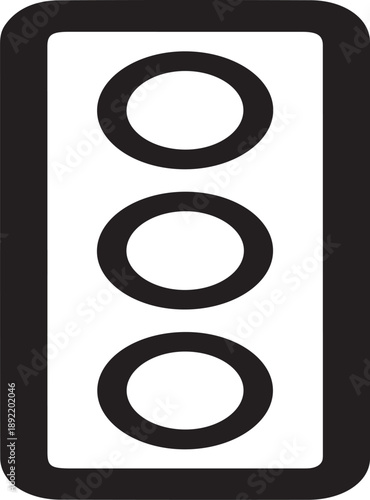 A traffic light icon with three circular lights on a white background