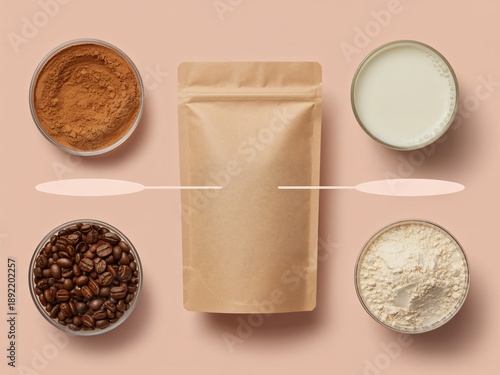 Wallpaper Mural Coffee Beans Cocoa Powder Milk And Flour With Packaging image photo Torontodigital.ca