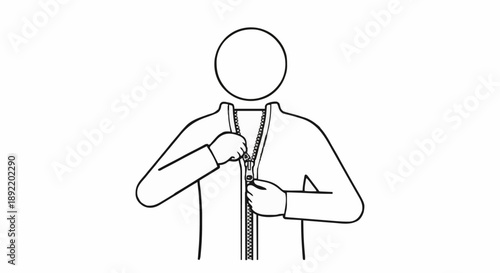 Person zipping up a jacket illustration.