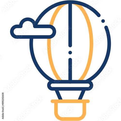 Hot Air Balloon and Travel Flight Vector Icon