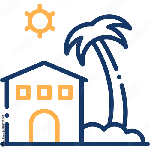 Beach Resort and Vacation Hotel Vector Icon