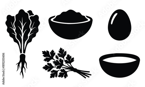 Passover silhouette set bundle of food elements and sder plate items