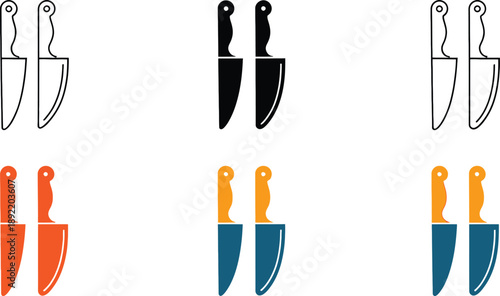 Colored and black and white kitchen knives chef knives cutlery cooking utensils knife sets