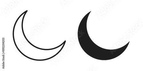 Moon icon vector isolated on white background. Simple icon set.