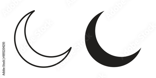 Moon icon vector isolated on white background. Simple icon set.