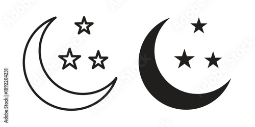 Moon stars icon vector isolated on white background. Simple icon set.