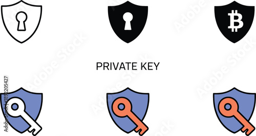 Private key cryptography with shields and keys bitcoin