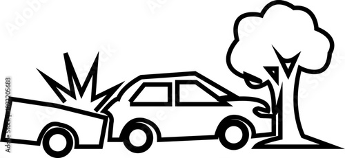 car accident  silhouette icon design template