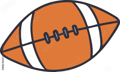 Illustrated american football with detailed stitching