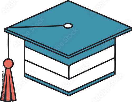 Illustrated graduation cap with tassel