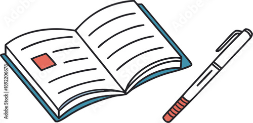 Open book with pen ready for study or note-taking