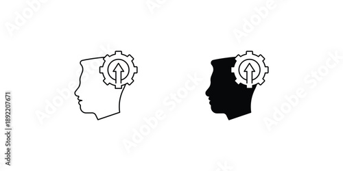 Self Improvement set icon with white background vector stock illustration