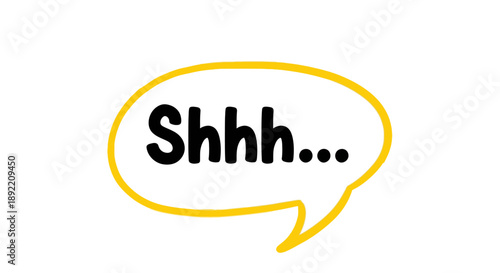 A person is shushing with a yellow speech bubble in a simple graphic illustration.