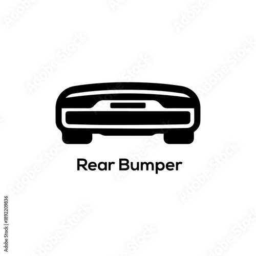 Minimalist black vector icon of a car rear bumper symbol for automotive body repair maintenance and vehicle exterior design.
