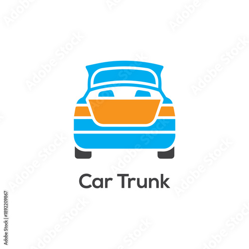 Colorful vector icon of open car trunk boot for vehicle storage space and travel concepts isolated on white background
