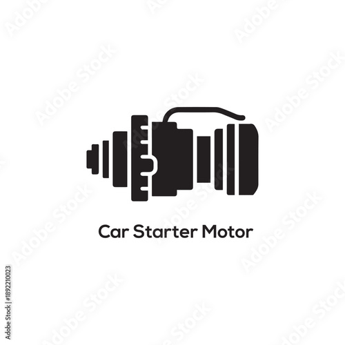 Vector icon of a car starter motor symbol for automotive engine electrical systems and mechanical vehicle repair maintenance services.

