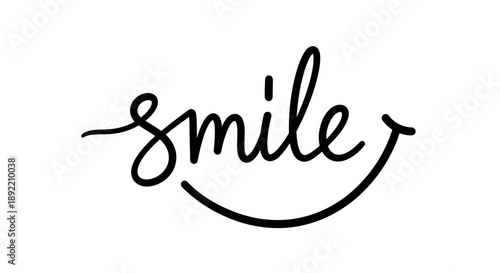 A smiling face with the word smile written in cursive above it