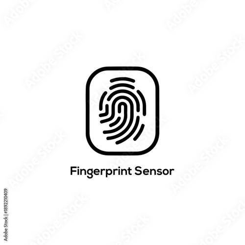 Fingerprint sensor icon vector illustration for digital security biometric identity verification and mobile phone authentication isolated on white background
