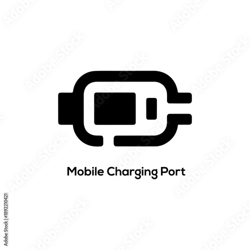 Mobile charging port vector icon for phone power connection technology battery energy supply and electronic device hardware repair services

