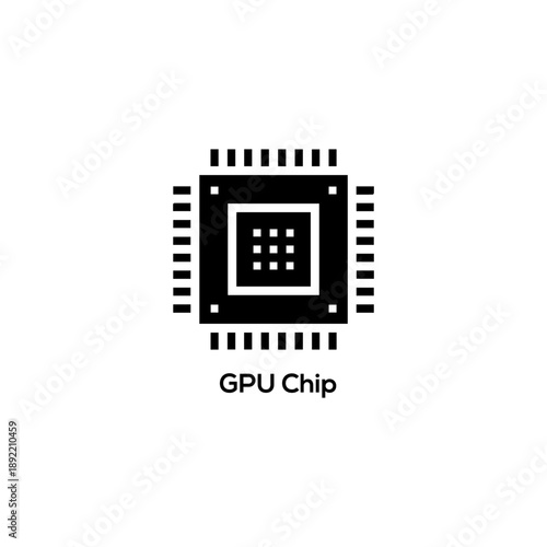 GPU chip vector icon graphics processing unit computer hardware technology microchip digital electronic component isolated on white background illustration
