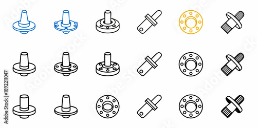 Mechanical Parts and Hardware Components Illustration Set