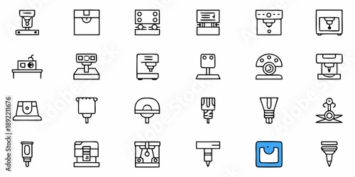 Industrial Tools and Machinery Icons Set for Design and Engineering Projects