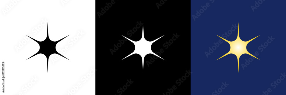 Obraz premium 尖ったキラキラ・輝くスパークルアイコンセット（ベクター）