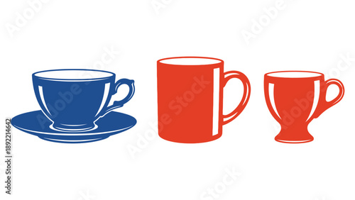 A colorful illustration of three coffee cups on a white background