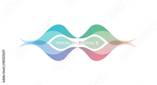 Abstract sound wave with inhale exhale text.