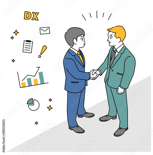 握手をするビジネスマンのイラスト素材