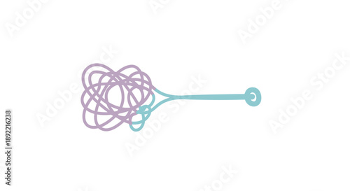 Abstract tangled line becoming straight with a circle endpoint.