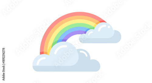 Vibrant Rainbow Arching Over Fluffy White Clouds.