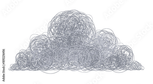 Abstract Cloud Shape Made of Silver Wire.