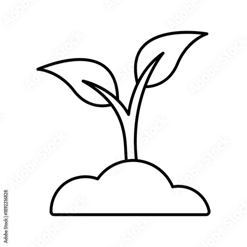 Green tree sapling growth nature line art icon
