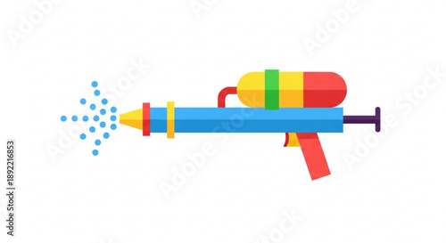 Water Gun Shooting Water on White Background