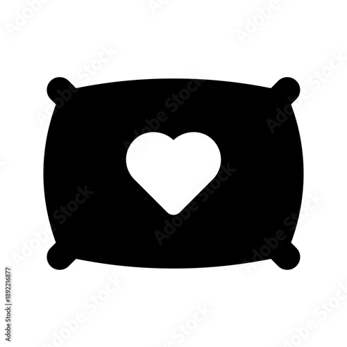 Romantic heart shape pillow valentine solid glyph icon
