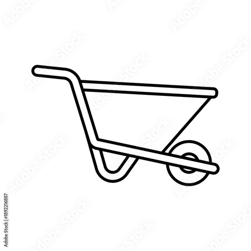 Garden wheelbarrow construction cart line art icon
