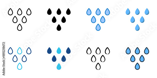 Showers icons set multiple style collection. Editable stroke 
