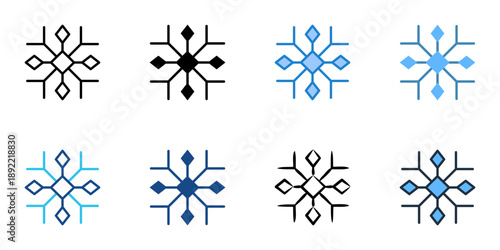 Ice icons set multiple style collection. Editable stroke 
