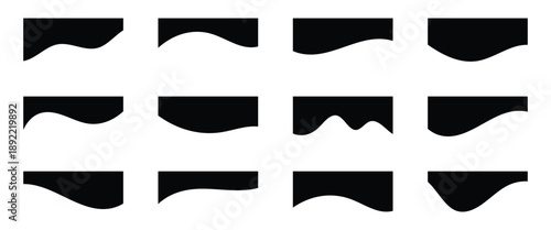 Set of black curved abstract divider element vector illustration on white background ideal for Graphic Design Layouts and others project work.