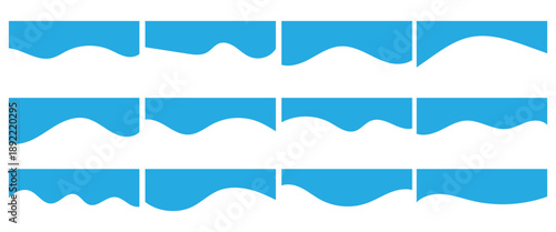 Blue color curve line abstract dividers elements for app, banners or posters. Vector illustration.