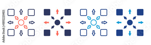Decentralization Consistent and versatile vector icons illustrating essential concepts in various styles