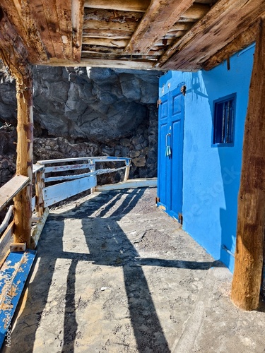 Rock dwellings on the cliffs off the coast of La Palma Island, Canary Islands