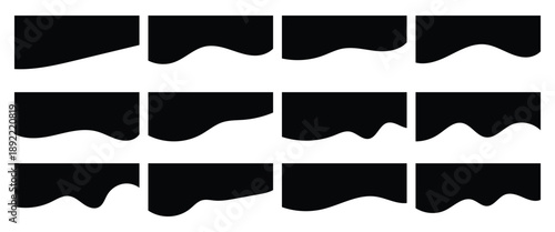 Modern header shape abstract divider set ideal for website layout design and digital art. Curved divider isolated on white background.