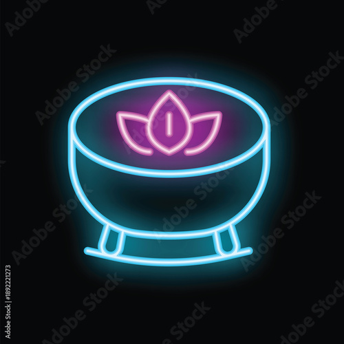Glowing neon sign representing a cup of herbal tea with steaming aroma, perfect for tea shops or any business related to relaxation and well being