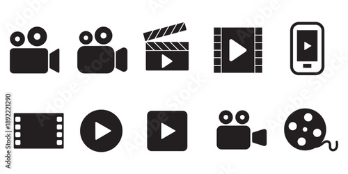 Video icon set. video camera icon vector. movie sign. cinema