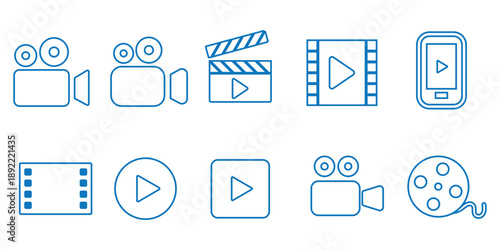 Video icon vector. Video camera icon vector. Video camera icon vector Illustration, movie icon, vector video sign, Video vector icon on transparent background, Video icon, video camera icon