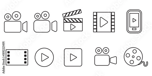 Video icon vector. Video camera icon vector. Video camera icon vector Illustration, movie icon, vector video sign, Video vector icon on transparent background, Video icon, video camera icon