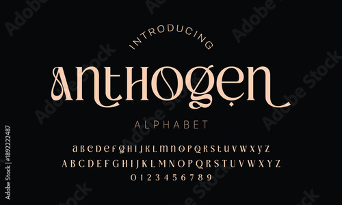 Elegant alphabet beauty logo font. Classic Modern luxury Serif Minimal Fashion. Typography decoration logotype fonts, wedding, logos. vector illustration